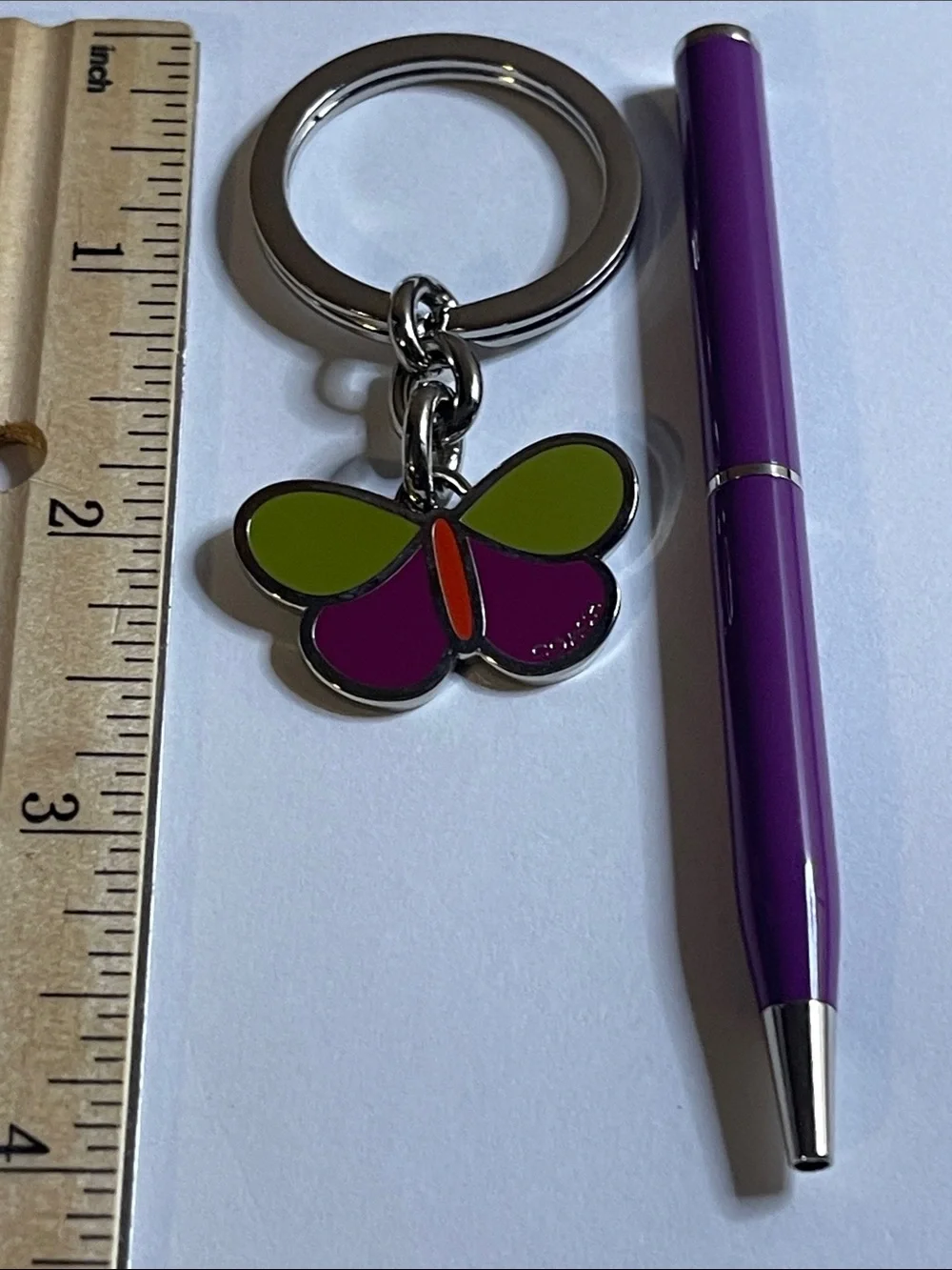 Coach Colorful Butterfly Keychain - Green, Purple & Orange and Purple Coach Pen